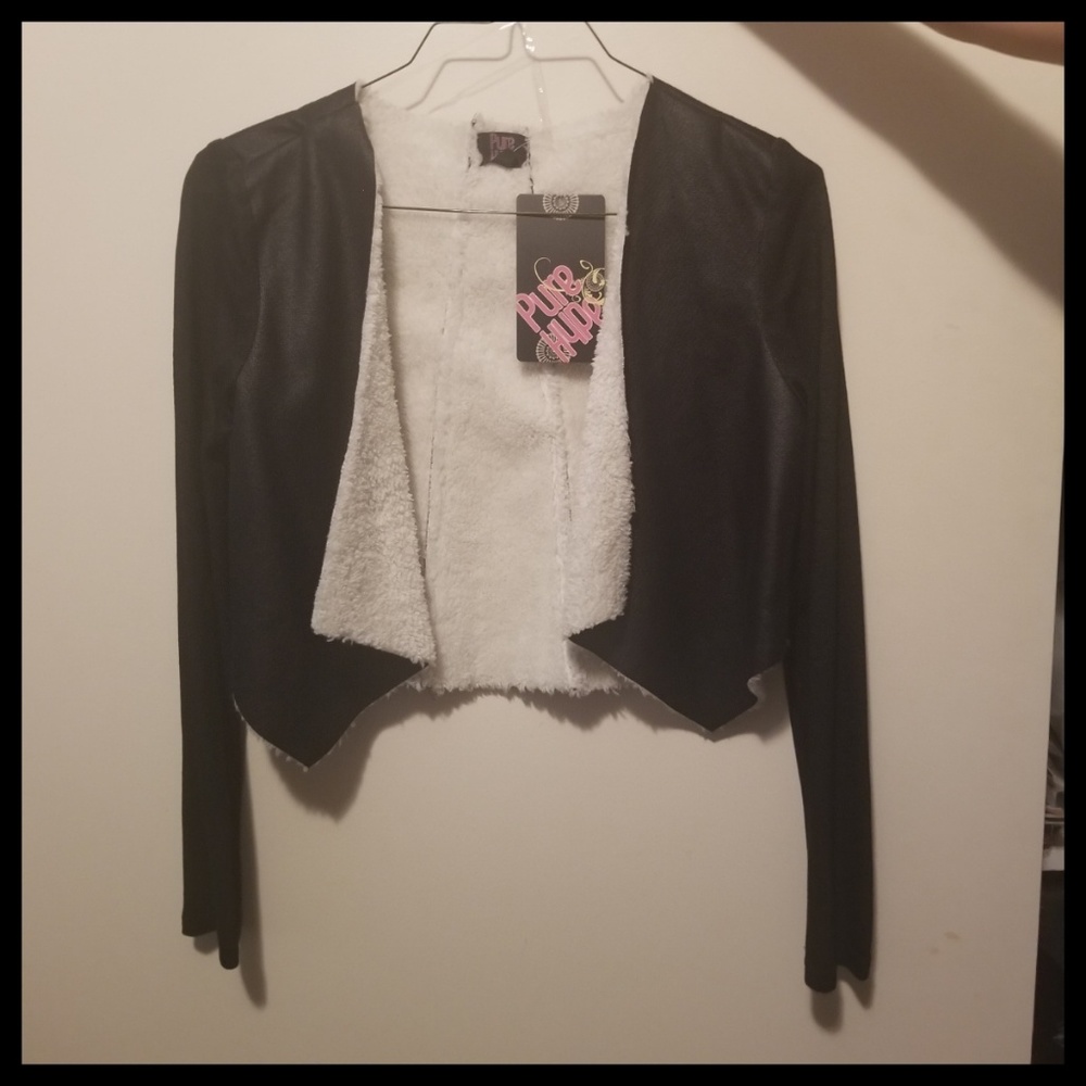 Pure Hype Long Sleeve Sherpa Lined Cropped Jacket